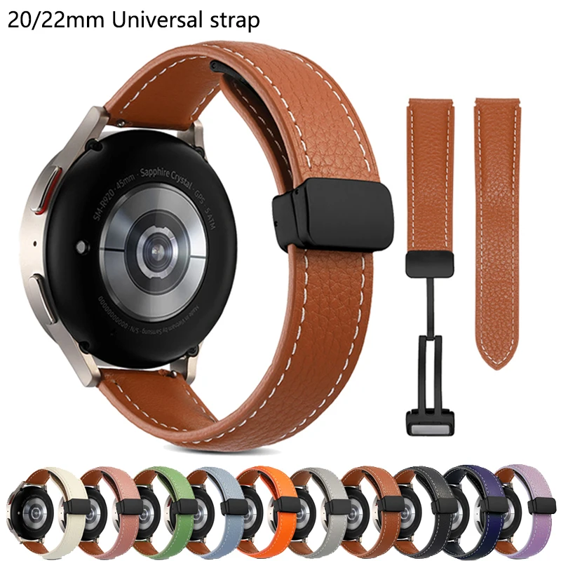 20mm 22mm Leather Buckle Strap for Samsung Galaxy Watch 3 4 5
