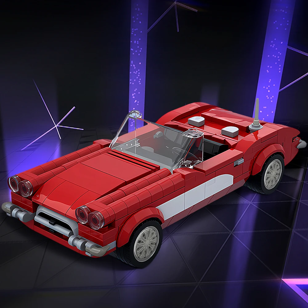 MOC 스피드 챔피언 슈퍼 레이싱 차량 코르벳 C1 빌딩 블록, 모델 자동차 벽돌, DIY 조립, 어린이 장난감, 생일 선물