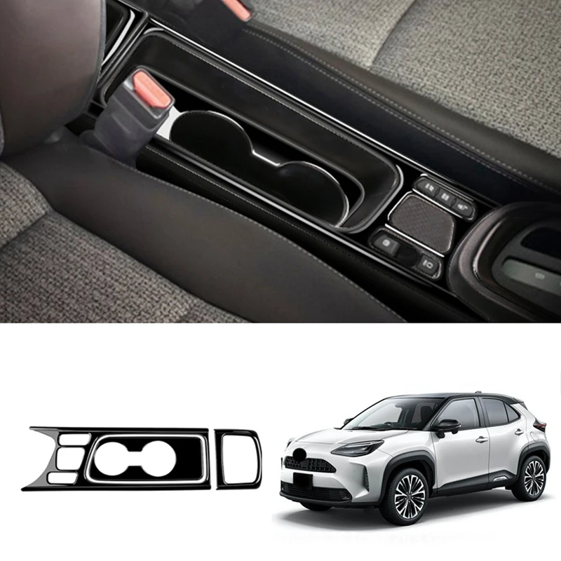 3Pcs Center Console Water Cup Holder Decorazione Cover Trim Stickers Per Toyota Yaris Cross 2021 2022 Rhd