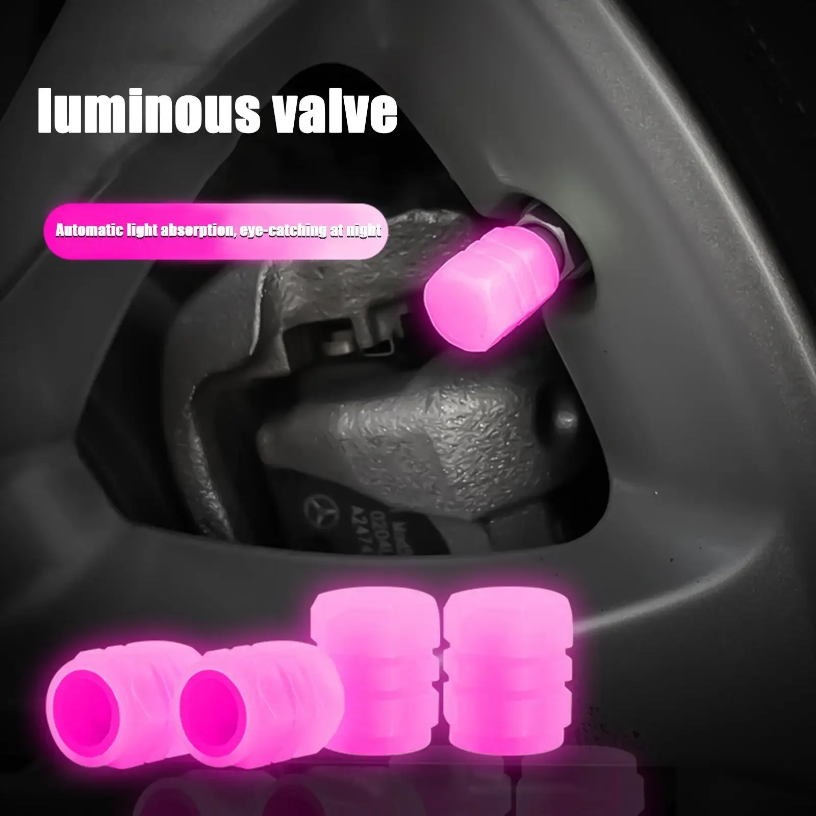 Motorcycle Valve Core Electric Scooter Accessories Car Tire Fiber Hat Light Luminous Scooters Cycling Sports 4pcs