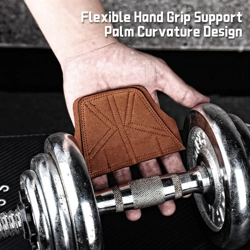 1 Pair Weightlifting Gym Grip Pad Hand Grip Protector 4 Fingers Gym Workout Gloves for Double-Layer Sports Hand Protector