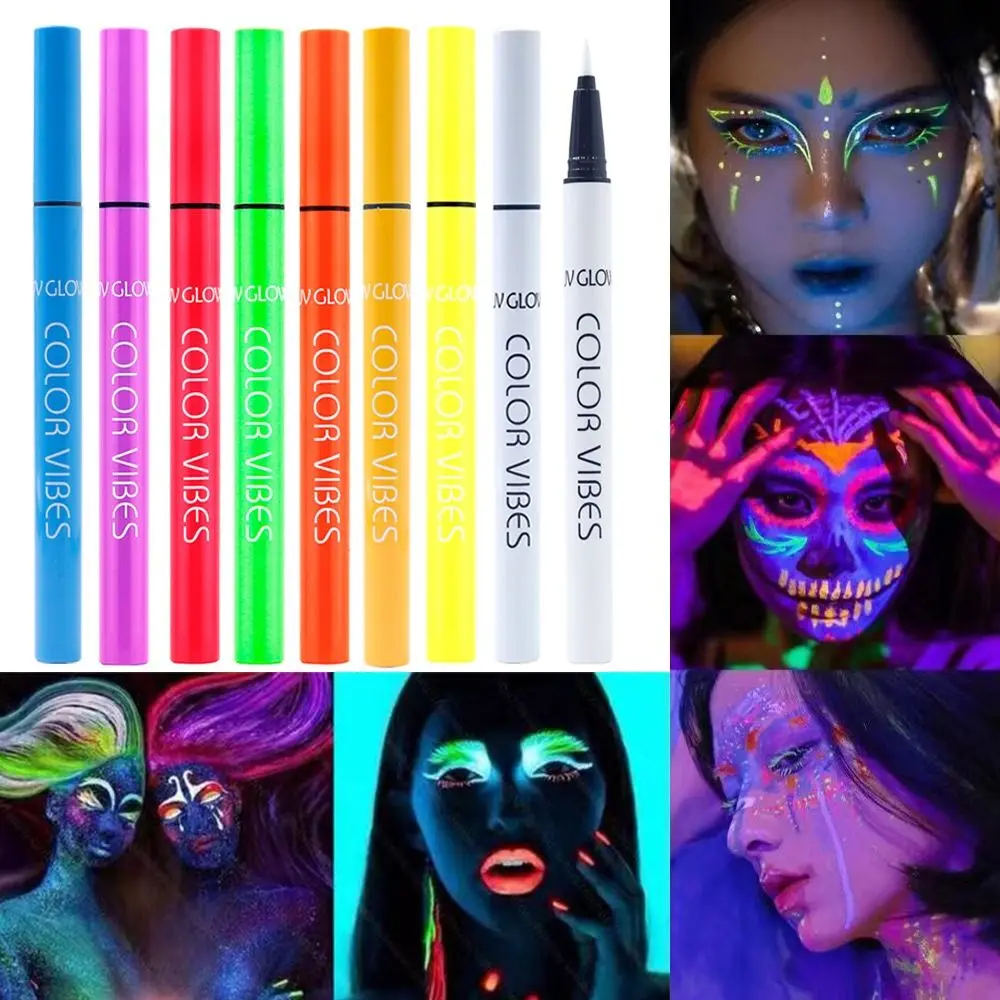 

Colorful Fluorescence Liquid Eyeliner UV Neon Shiny Eyeliner Waterproof Long Lasting Cosmetics Pigment Body Painting Pen