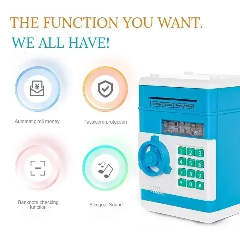Electronic Piggy Bank Automatic Mini Safe Coins Cash Saving Money Box Password Counter Code Key Lock Coin Bank ATM Child Gift electronic piggy bank piggy bank coin bank