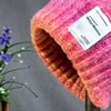 High quality New winter Hat Women's rabbit fur Knitted Hat Fox fur pompom Hat Curled Edge mix Colore Hat for girls womens 5