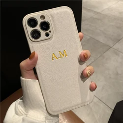 Personalized Custom Initials Leather Phone Case - S21 FE (White)