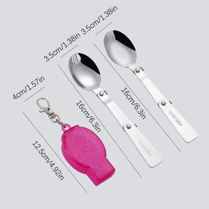 304 Stainless Steel Folding Spoon Outdoor Portable Foldable Reusable Forks Travelling Spoon Case Camping Tableware Kitchen Tools camping cutlery portable tableware portable cutlery titanium tableware