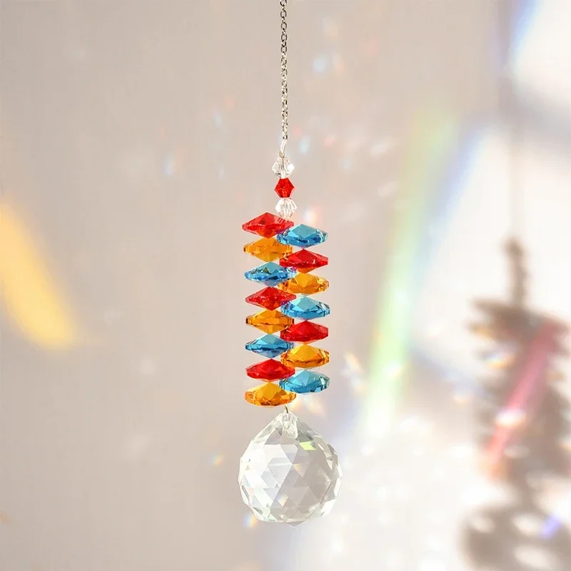 Crystal Suncatcher Rainbow Prism Light Catcher Heart Crystal Pendant Window Hanging Wind Chime Car Charm Garden Home Decoration