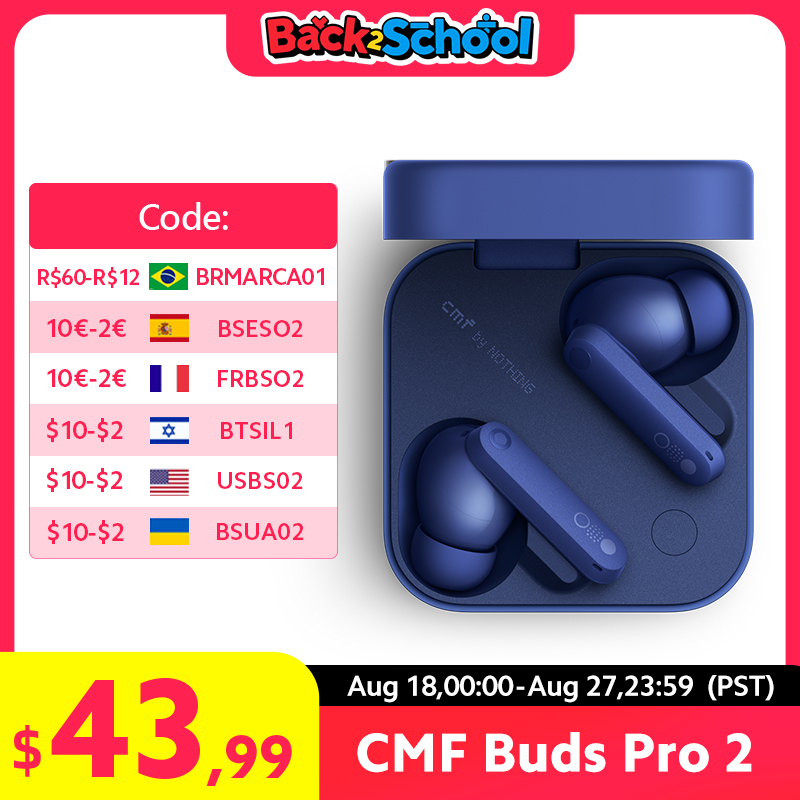 Global Verison Nothing CMF Buds Pro 2 50 dB ANC Up to 11 hrs of non-stop music HiFi sound powered by dual drivers ﻿ 6 HD mics