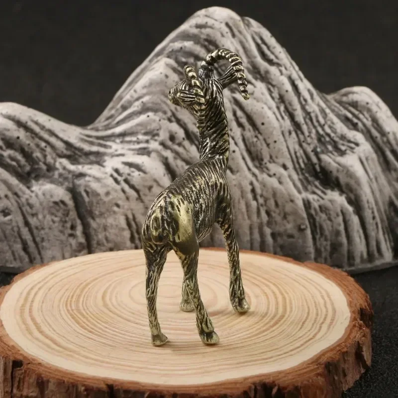 Solid Brass Goat Small Ornament Antique Copper Zodiac Animal Sheep Miniature Figurines Home Decoration Accessories Desktop Decor
