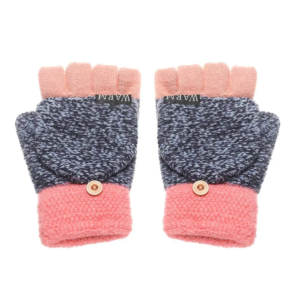 Wool Knitted Half Finger Gloves for Men and Women Winter