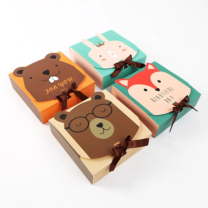 

Cute Cartoon Animal Square Candy Box Sweet Container Favor And Gifts Boxes With Ribbon Baptism Baby Shower For Birthday Party