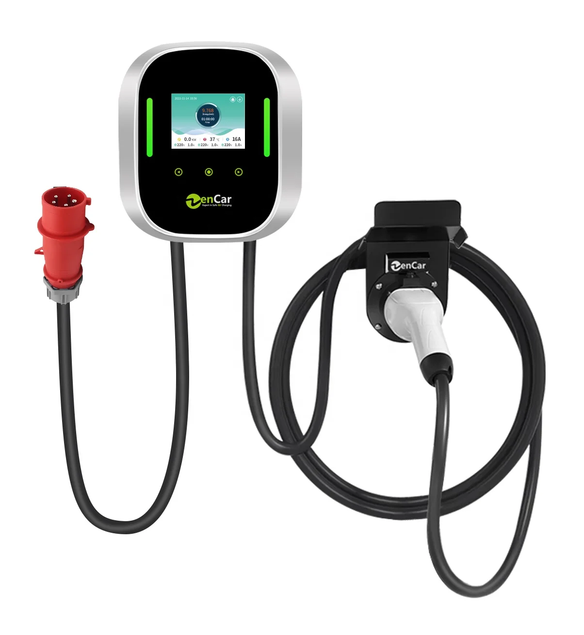 Zencar 6A-32A Verstelbare Wallbox 32A Ev Stazione Oplader 7.2Kw 22Kw Tipo 2 Muur Gemeerde Ev Laadstation Nfc Versie Dc 6Ma