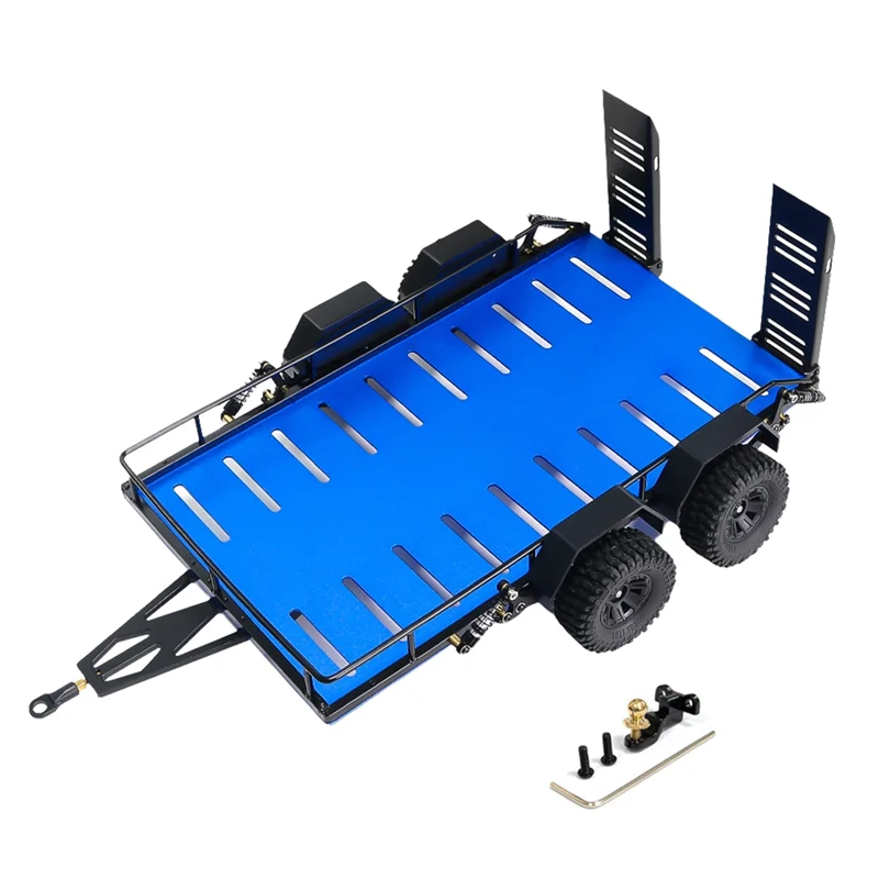 Traxxas 1/18 TRX4M 자동차 트레일러 헤비 듀티 트럭 DIY 부품 용 실용적인 금속 트레일러 자동차 호퍼 트레일