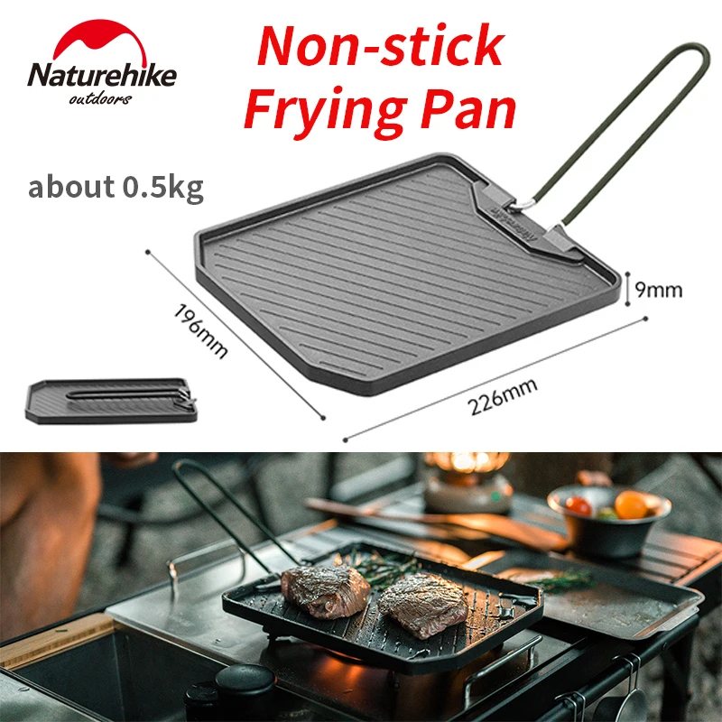 Naturehike BBQ Grill Frying Pan Camping Folding Non-stick Pan Cookware Stainless Steel Outdoor Ultralight BBQ Plate Kitchenware