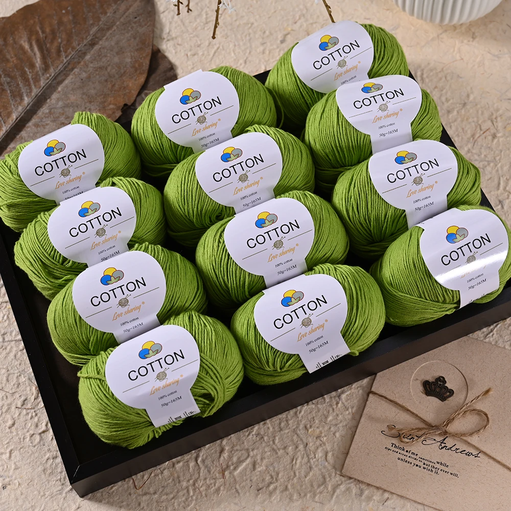 12개의 100% 면사 600g 부드러운 크로셰 뜨개질 실 세트 (DIY 스웨터, 스카프, 모자, 인형, 담요용)
