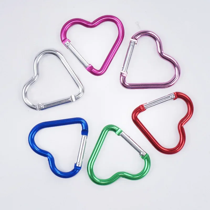 Climbing Carabiner 1pc Heart Shaped Outdoor Camping Bold Aluminum Alloy Locking Clasp Keychain Multi Survival Gear Travel Kit