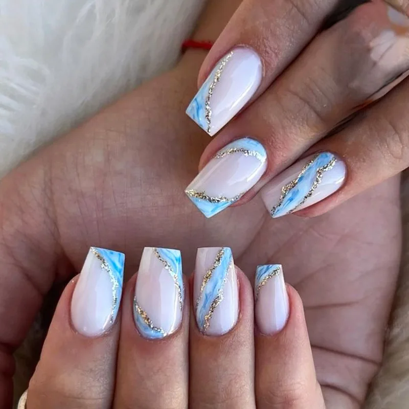 

24Pcs/Set False Nail White edge Fake Nail Tips Full Cover Acrylic False Nails Decoration For Nail Tip Beauty