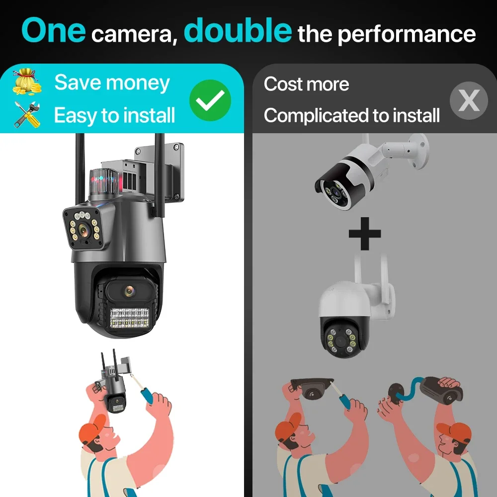 كاميرا مراقبة WiFi PTZ بدقة 8 ميجابكسل مع شاشة مزد...