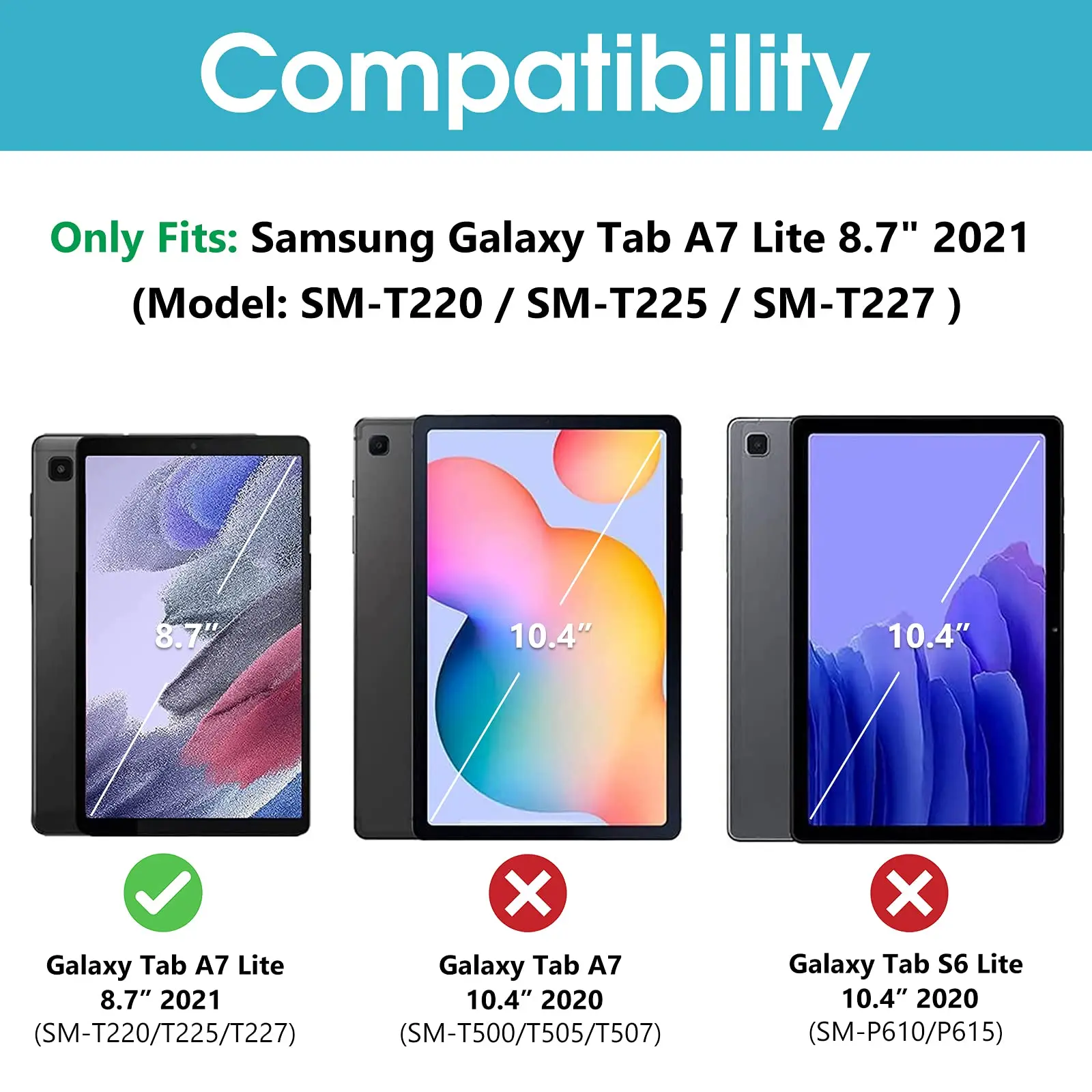 Displays chutz folie für Samsung Galaxy Tab A7 Lite 8,7 gehärtetes Glas Flim für Samsung Galaxy Tab A7 Lite Zoll SM-T220/SM-T225