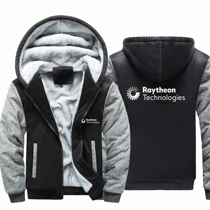 

New Warm Wool Fleece Hooded Thick Raytheon Technologies Corporation Man Hoodies Sweatshirts Coats Autumn Winter Men Coat Jacket