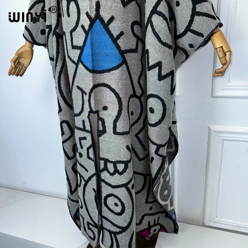 Description Picture 6 of itemWINYI Africa winter long cloak maxi kaftan evening long dresses Elegant robe African Women outwears women abaya dubai luxury