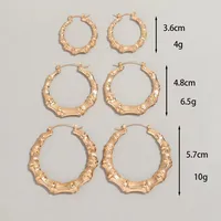 Statement Sliver/Gold Color Big Bamboo Circle Hoop Earrings For Women Hip Hop Large Celebrity Basketball Wives Earrings Hoops 2