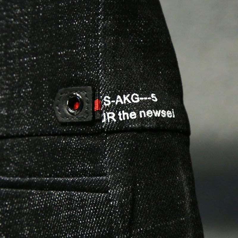 Cotton Men's Jeans Hole Denim Pants Brand Classic Clothes Overalls Straight Trousers for Men Large Size Black  Worn Slim Fit