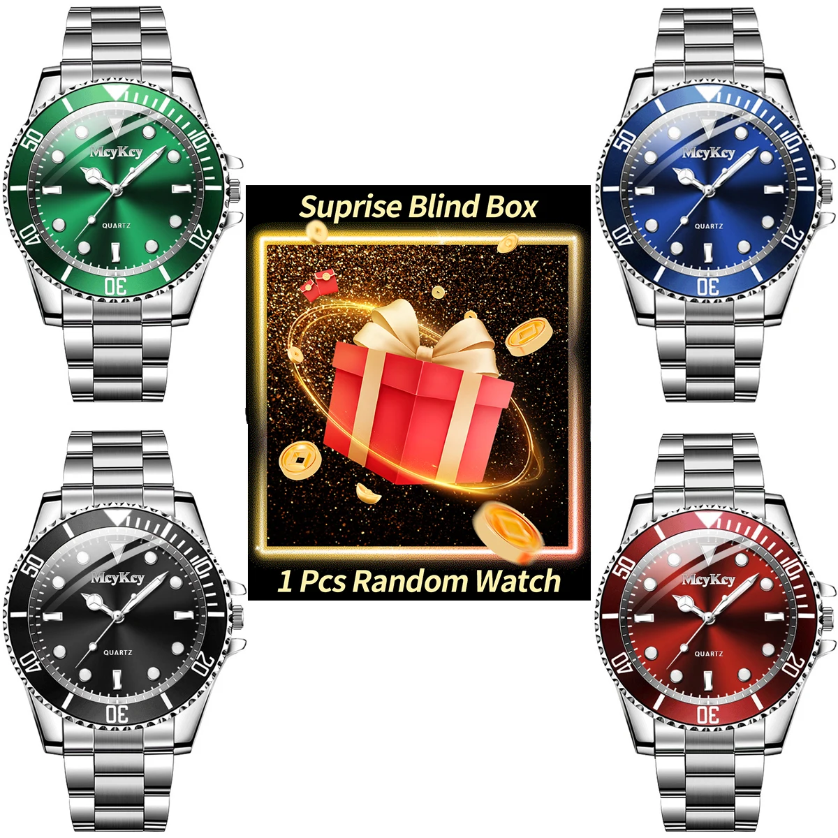 1PC Surprise Mystery Watch Blind Box-Luxury Large Dial Men Business Watches Cas…