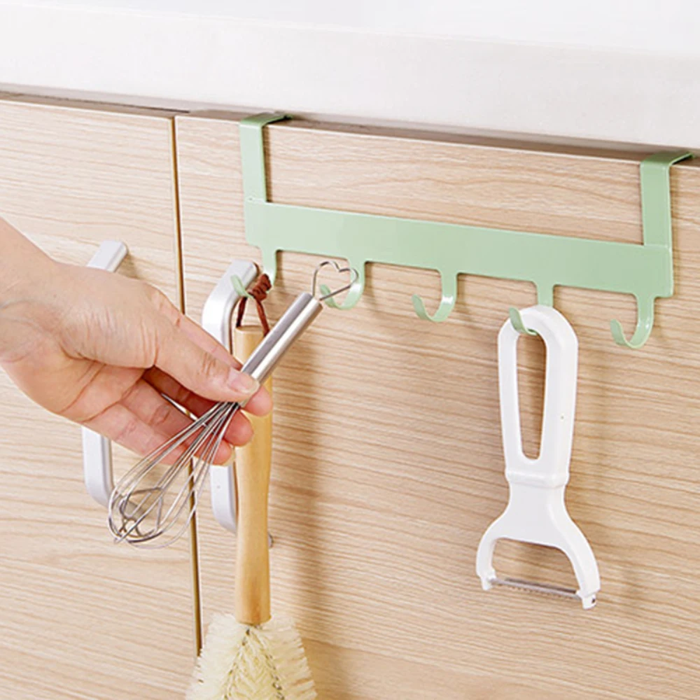 Door Hooks Hook Over The Door 5 Hooks Home Bathroom Organizer Rack Clothes Coat Hat Towel Hanger New Bathroom Kitchen Accessorie storage hook,door hook