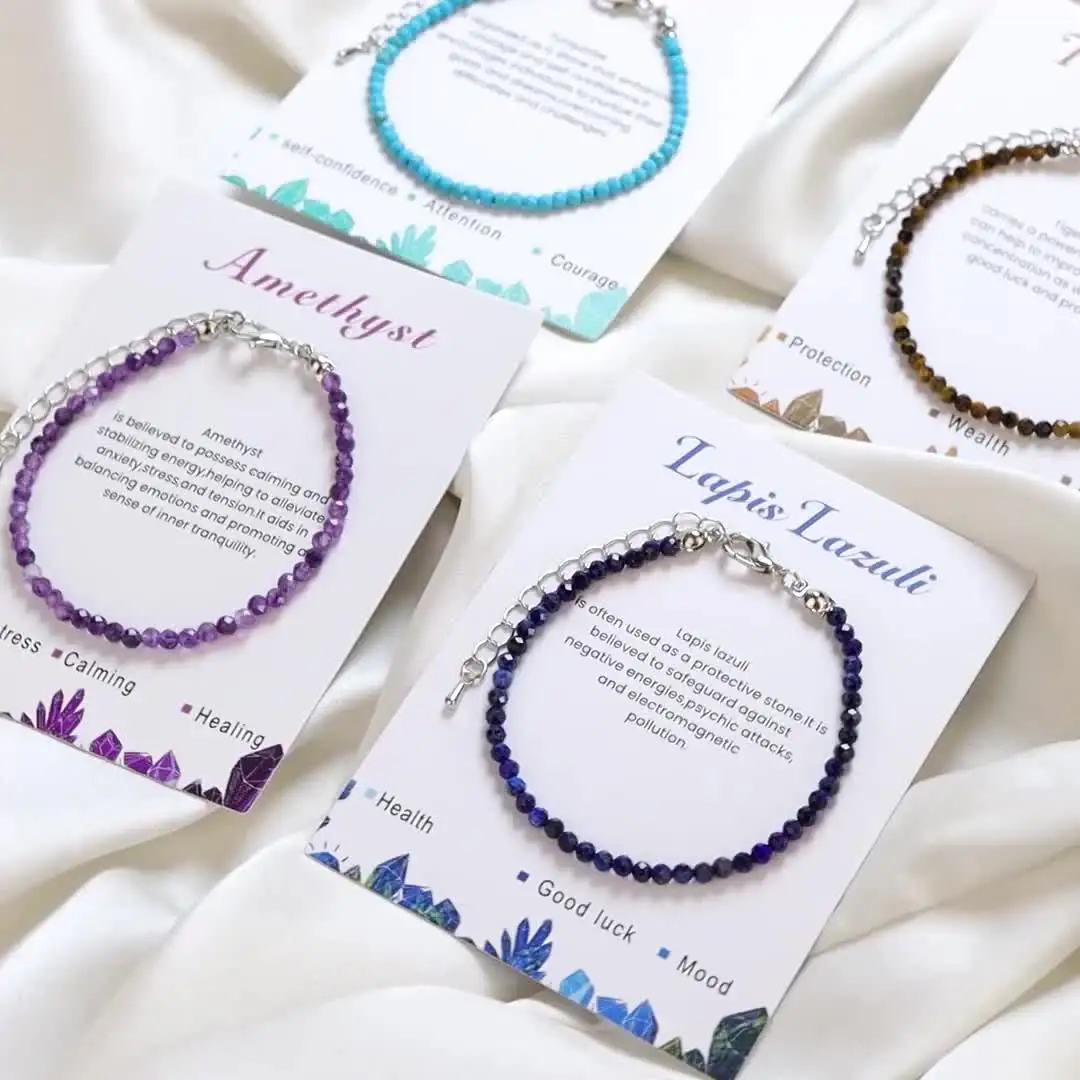 Bracciale Di Perle In Pietra Naturale Fatto A Mano 4MM Mini - Foto 8