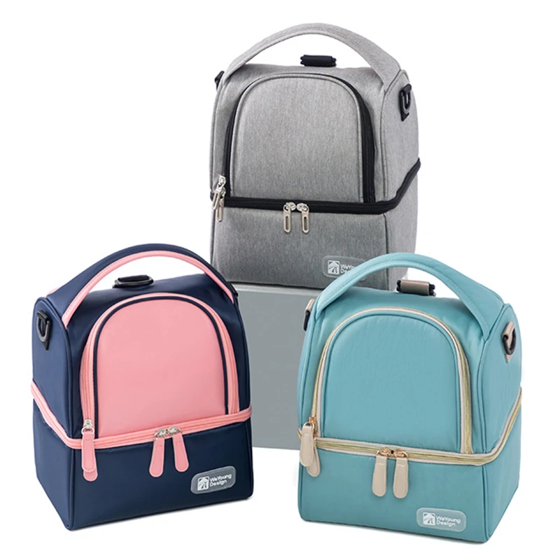Double Layer Thermal  Lunch Bag Portable Food Bento Cooler Storage Pouch Container Outdoor Insulation Mommy Breast Milk Bags