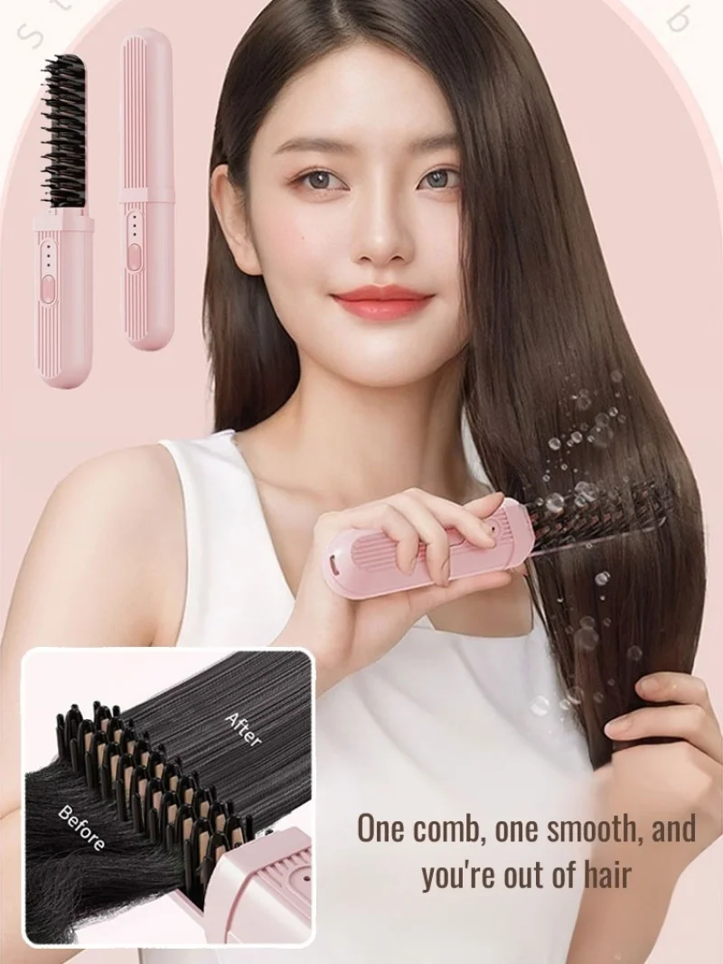 Portable heating comb straightener Charging Negative Ion Hair Comb Wet Dry Dual-purpose Straight Hair Comb 3