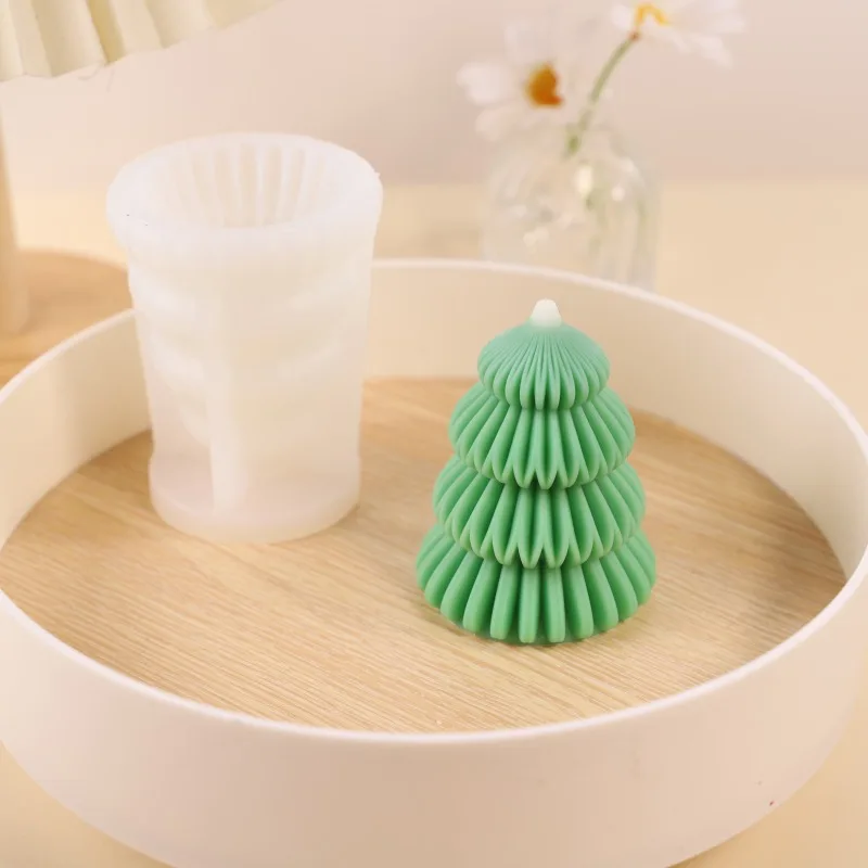 Description Picture 3 of itemNew Christmas Tree Silicone Mold Handmade DIY Scented Candle Soap Gypsum Crafts Resin Cement Molds Christmas Gift