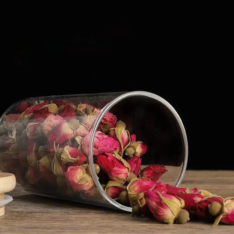 Tea Canister Airtight Container Mini Wooden Lid Glass Coffee Beans Portable Food Storage Container Candy Jar 100ML