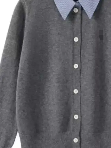 Embroidery Knitted Cardigan Women Fake Two Shirts Collar Patchwork Single Breasted Sweater Coats Temperament Elegant Female Tops - Image 4