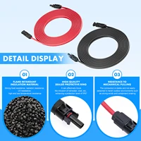 Câble d'extension de fil de panneau solaire, câble PV, évalué à courant continu, 1-10 mètres, 4 mm, 26 mm2, 1000 V/1500 V, avec connecteurs solaires 6