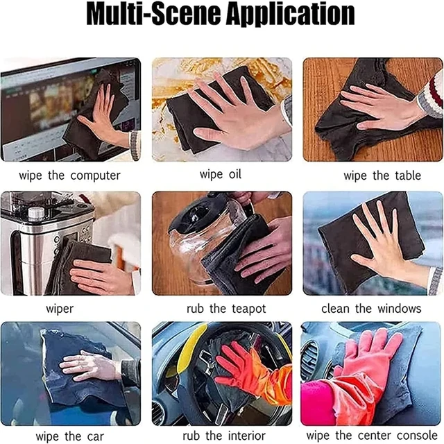 2/5 db Vastagabb Mágikus Tisztító Kendő Nevés Nincs Vízjel Üveg Tiszta Szerszám Mikroszálas Rongy Gyorsan Mosó Törölköző Padló - Image 5