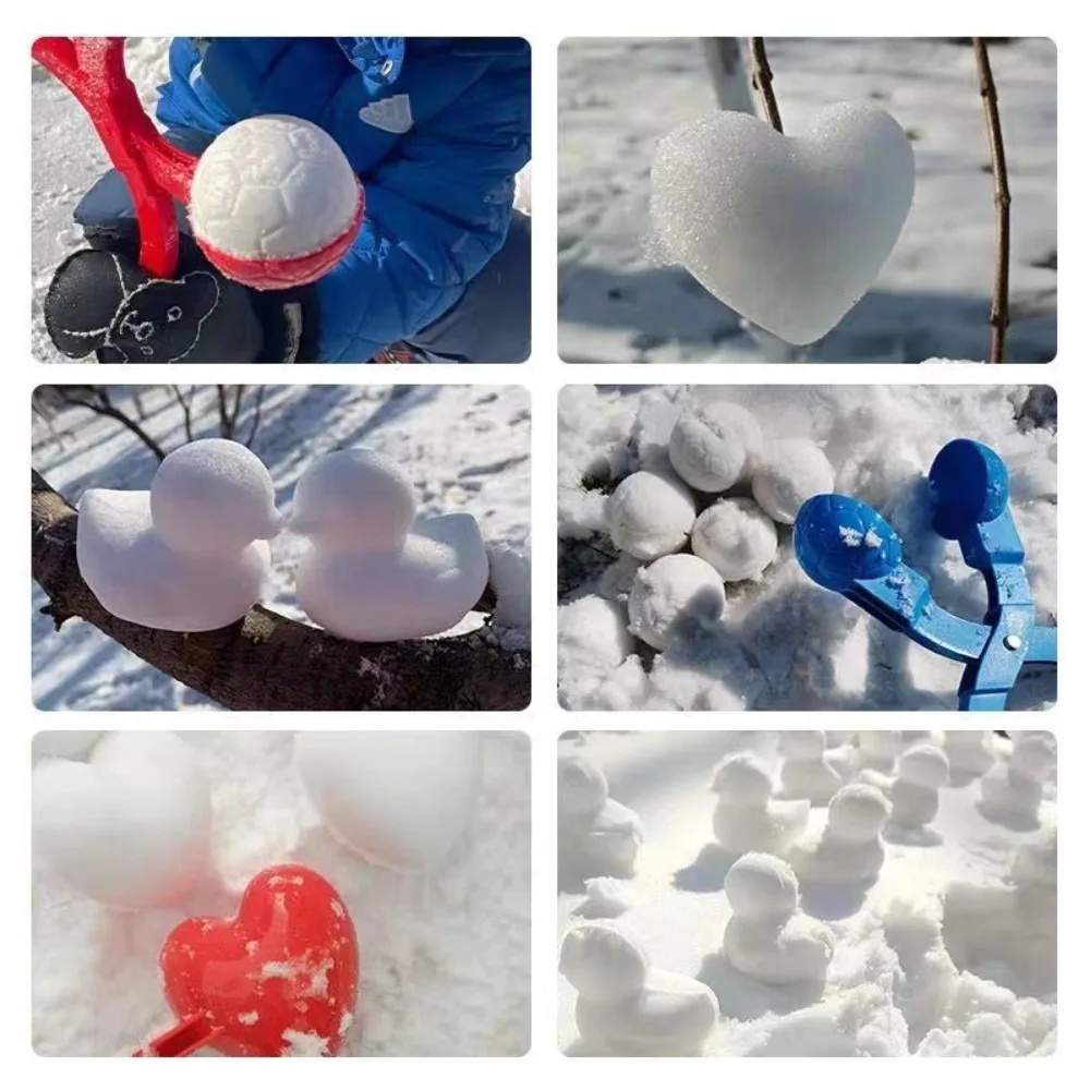 Snow Mold Snowball Maker Winter Snow Toys Snow Mold Tongs Cartoon Dinosaur Duck Shape Snow Sand Clip Mold Kid Snowball Fight 3