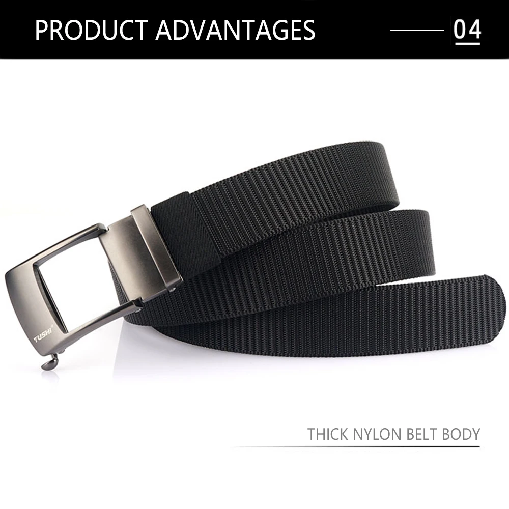 TUSHI Nylon Automatikschnallen-Gürtel Outdoor-Arbeitsgürtel Jeans Einfarbiger Canvas-Hüftgürtel Hochwertiger Casual Taktischer Gürtel für Herren – Detail 9