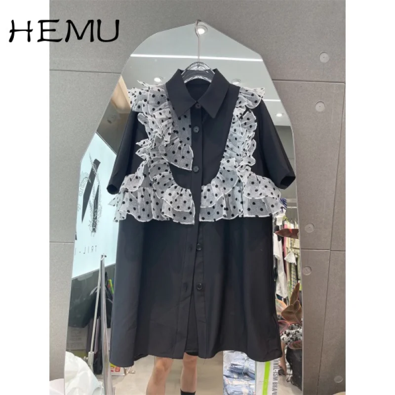 

Hemu Retro Anti-Aging Shirt Mini Dress Women Summer Elegant Socialite NicheMini Dress All-Match