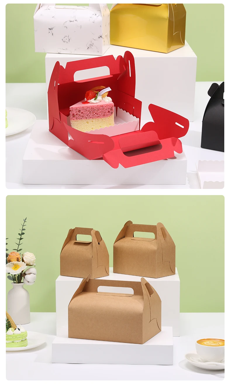 10Pcs Cardboard Gift Cake Boxes Pink Green Dessert Packaging Boxes with Handle, Portabl... - SKU CGCB2035 - UGI Packaging
