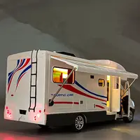 1:28 Diecast Luxury RV Recreational Vehicle Car Model Metal Camper Van Motorhome Touring Car Model Sound and Light Kids Toy Gift 1