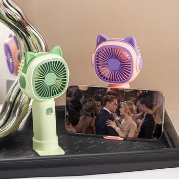 Handheld, can be used as a stand, USB rechargeable, with three levels of high wind power, mini portable, and silent fan 1