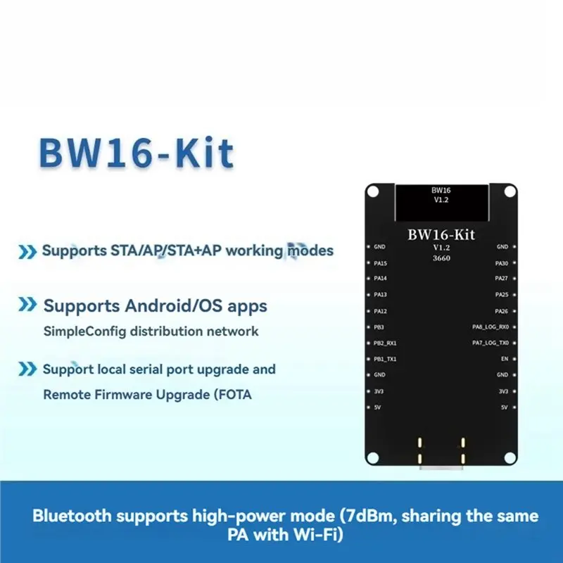 BW16-Kit 개발 보드 듀얼 밴드 2.4G 및 5G Wi-Fi 저전력 블루투스 BLE 모듈 Type-C 인터페이스