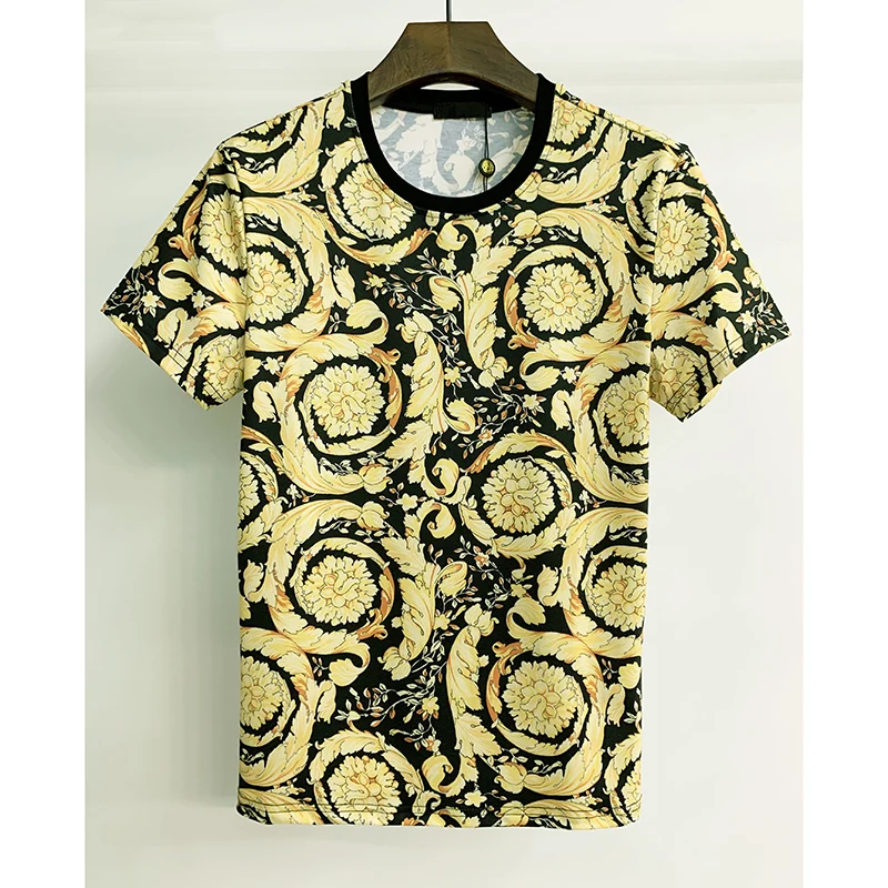 

2022 spring / summer new men's T-shirt Gouteng Baroque print short sleeve round neck youth half sleeve Milan Fashion