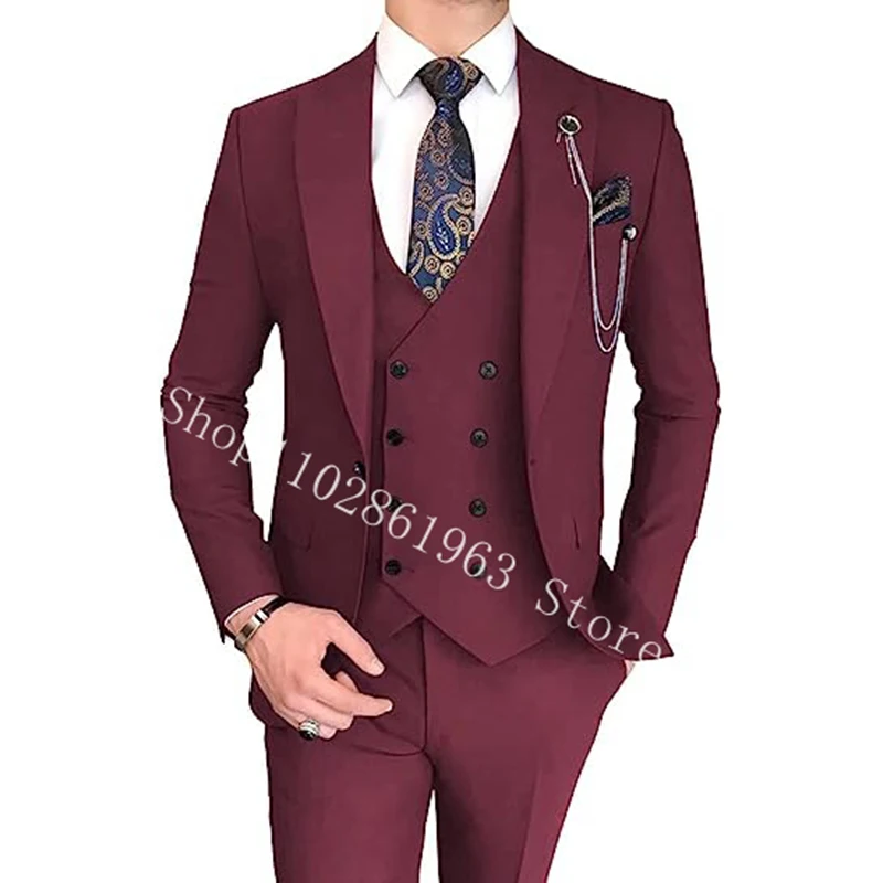 2023 Tailor Made Men Suits Slim Fit Peak Lapel 3 Pieces Best Men Groom Tuexdos For Wedding Blazer+Vest+Pants Costume Homme