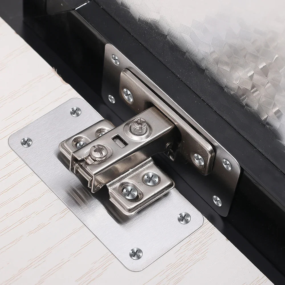 Cabinet Hinge Repair Plates Kit Stainless Steel Kitchen Cupboard Door Hinge Mounting Fixing Plate with Hole Hardware Accessories