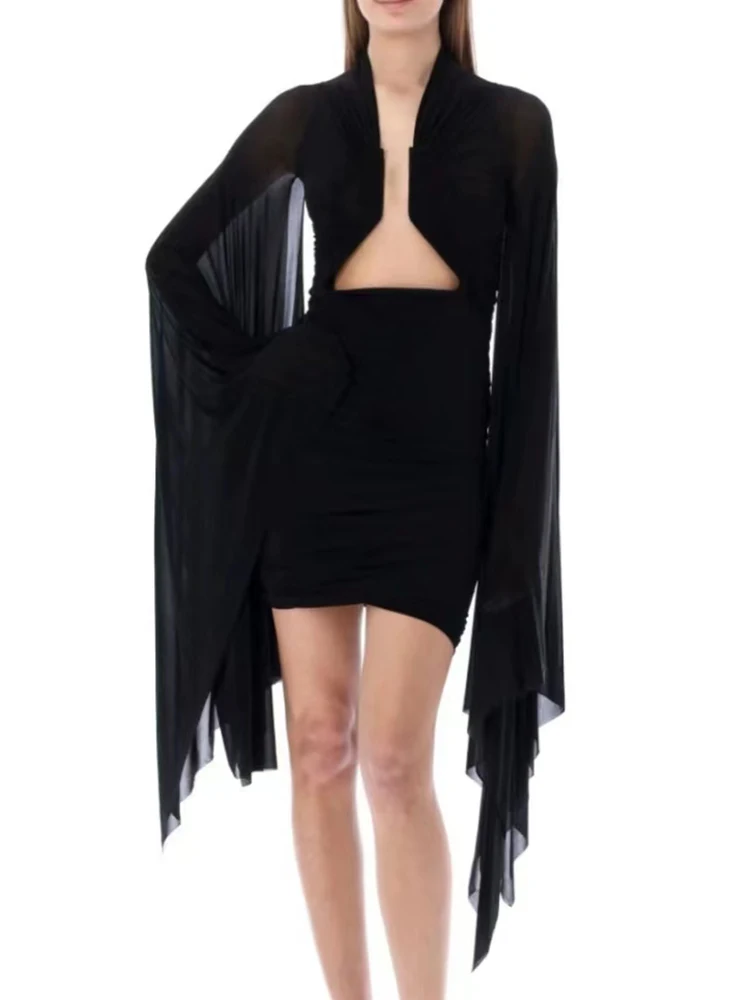 

Y2K Эластичный Тонкий Топ, сексуальный топ с глубоким круглым вырезом, с вырезами, с фиксированной рамой, женская одежда с длинным рукавом, трикотажные топы, новинка 2024