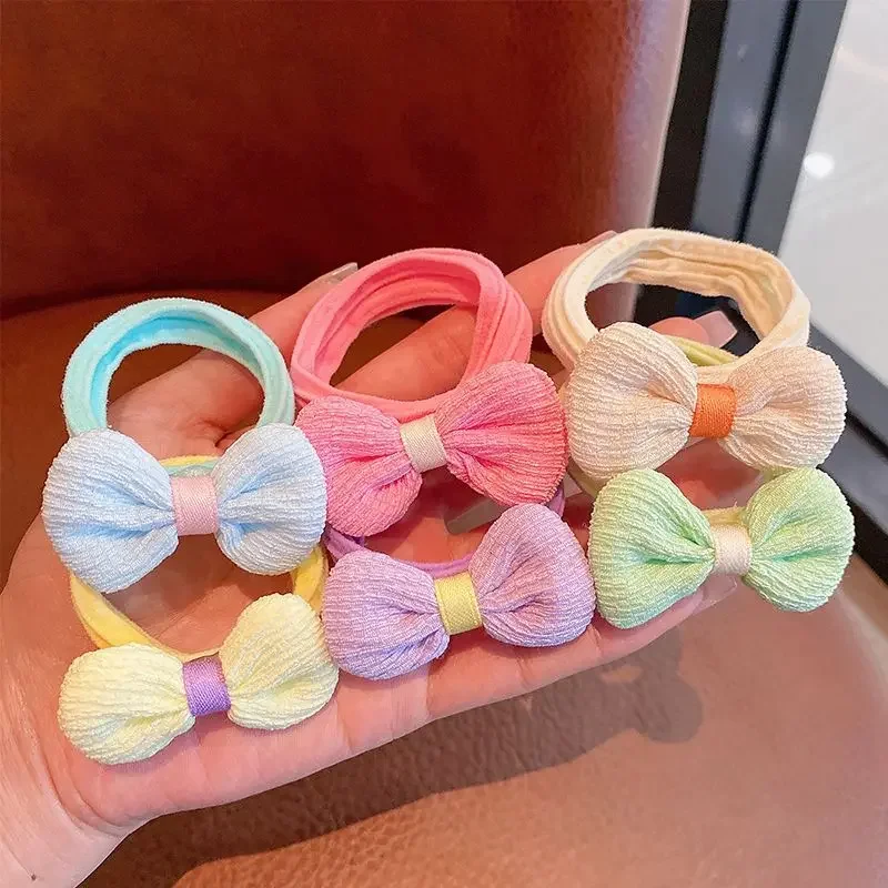 6Pcs/Set Children's Headbands Flower Hair Ring Sweet and Cute Ponytail Hair Ring Little Girl Braided Towel Ring Hair Accessories