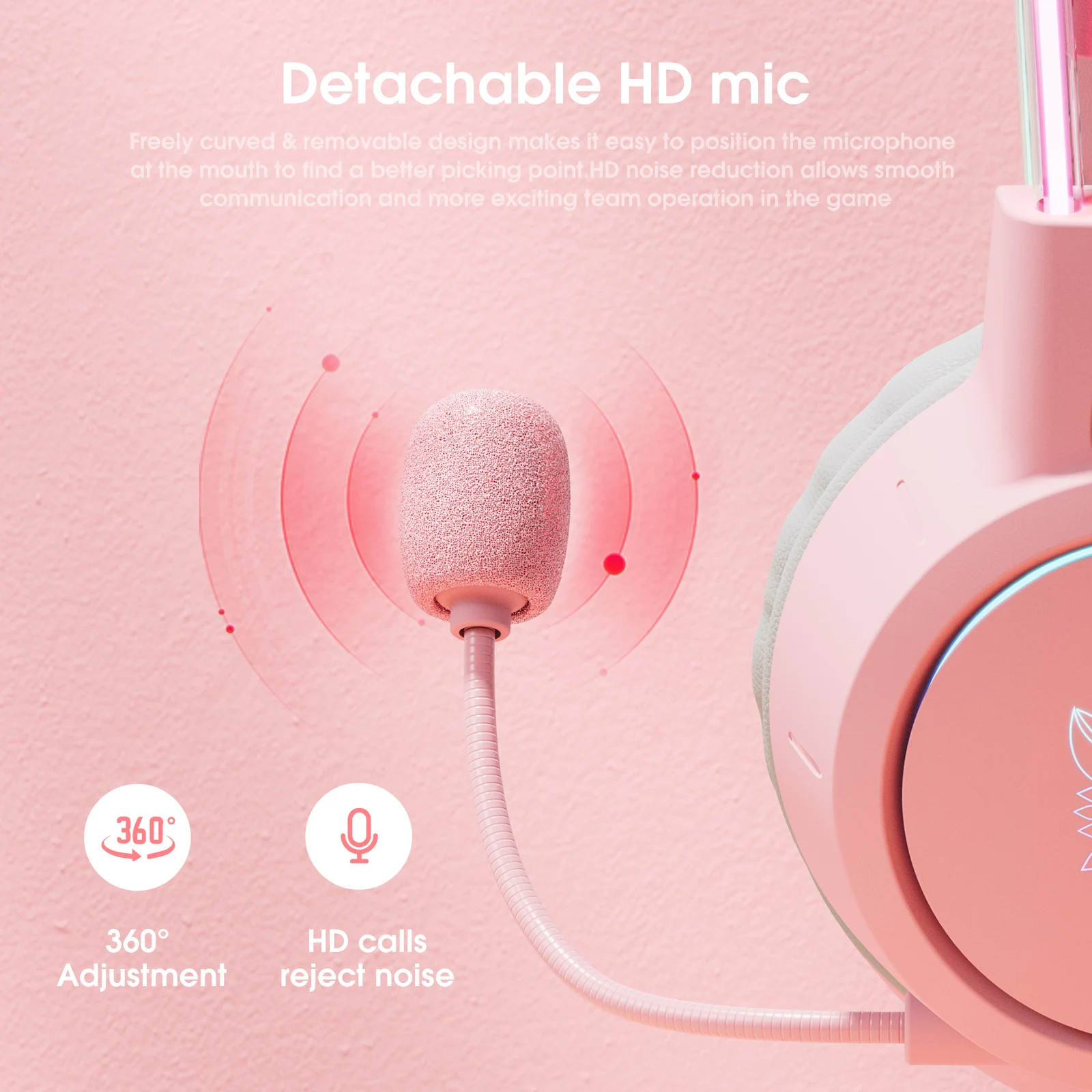 Noise Cancelling Ps5 Pink Ps4 Headset With Mic ONIKUMA